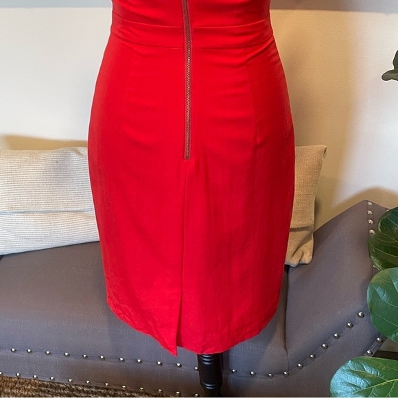 JCrew Monday Dress Fiery Sunset Red Wool Suiting Ruffle Gold Zipper Sz 00 f4012 - Picture 7 of 11